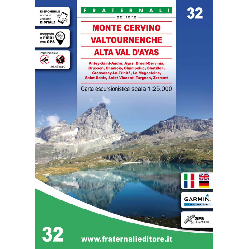 32 Cartina 32 Monte Cervino, Valtournenche, Alta Val d'Ayas - FRATERNALI